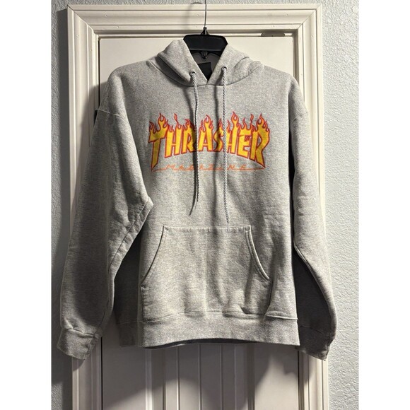 Thrasher Magazine Pullover Sweatshirt Mens Small Gray Hoodie Skateboard Skater - Picture 1 of 7